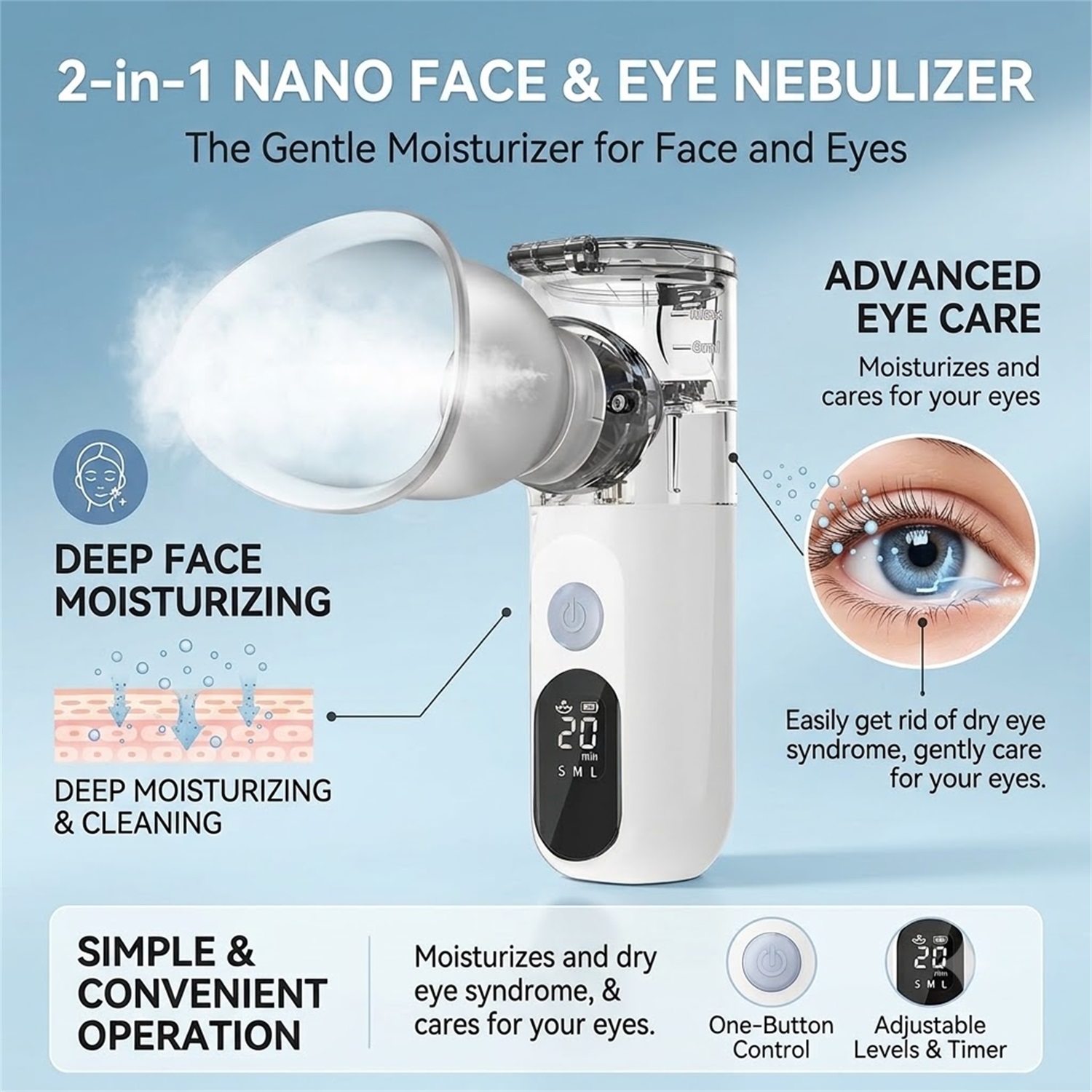 Facial Steamer Nano - Мини-портативный увлажнитель для лица - нано-спрей